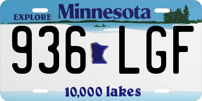 MN license plate 936LGF