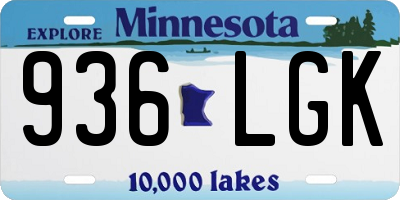 MN license plate 936LGK