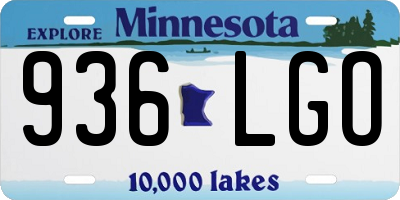MN license plate 936LGO