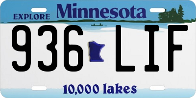 MN license plate 936LIF