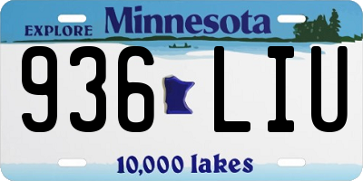 MN license plate 936LIU