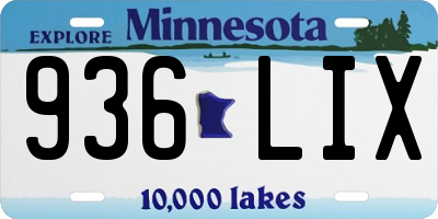 MN license plate 936LIX