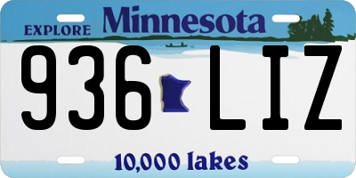 MN license plate 936LIZ