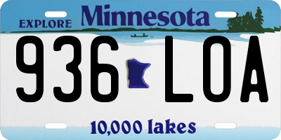 MN license plate 936LOA