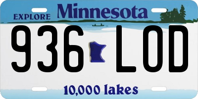 MN license plate 936LOD