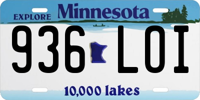 MN license plate 936LOI