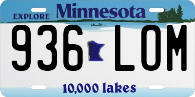 MN license plate 936LOM