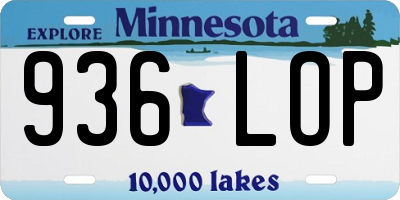 MN license plate 936LOP