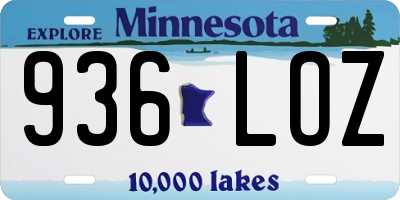 MN license plate 936LOZ