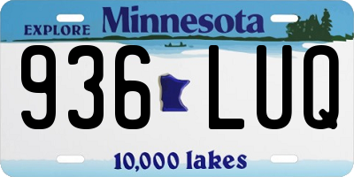 MN license plate 936LUQ