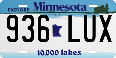 MN license plate 936LUX