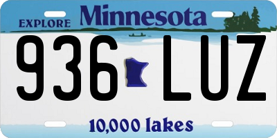 MN license plate 936LUZ