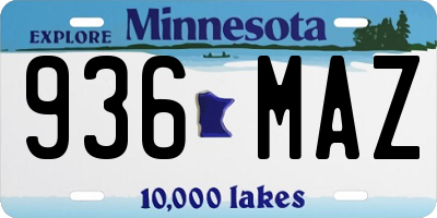 MN license plate 936MAZ