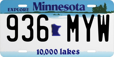 MN license plate 936MYW