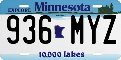 MN license plate 936MYZ