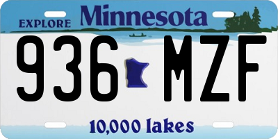 MN license plate 936MZF