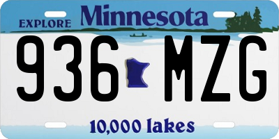 MN license plate 936MZG