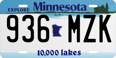 MN license plate 936MZK