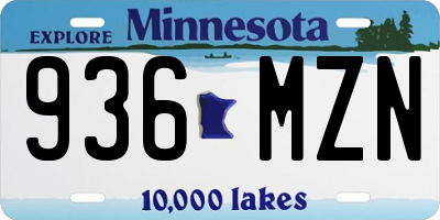 MN license plate 936MZN