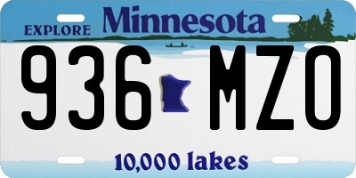 MN license plate 936MZO
