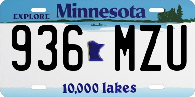 MN license plate 936MZU