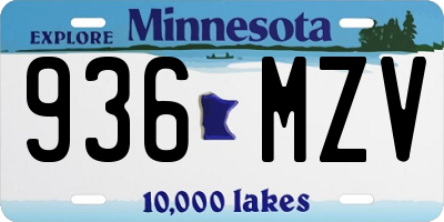 MN license plate 936MZV