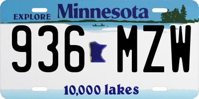 MN license plate 936MZW