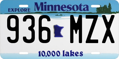 MN license plate 936MZX