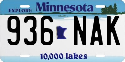 MN license plate 936NAK