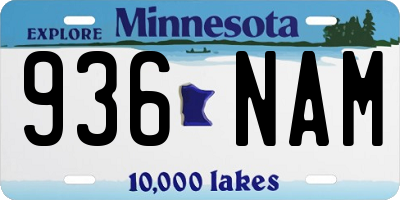 MN license plate 936NAM