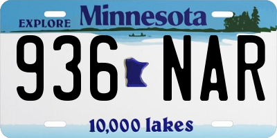 MN license plate 936NAR