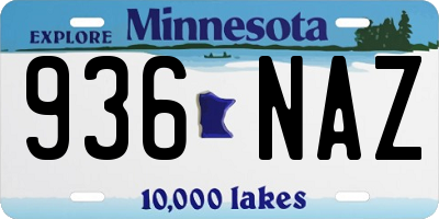 MN license plate 936NAZ