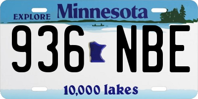 MN license plate 936NBE