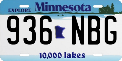 MN license plate 936NBG