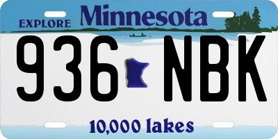 MN license plate 936NBK