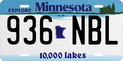 MN license plate 936NBL