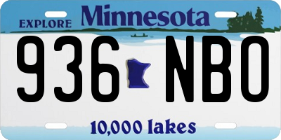 MN license plate 936NBO