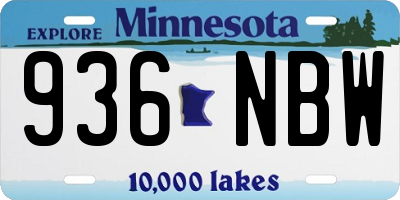 MN license plate 936NBW