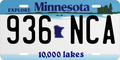 MN license plate 936NCA