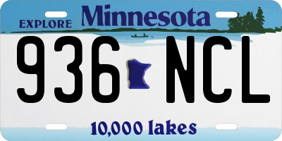 MN license plate 936NCL