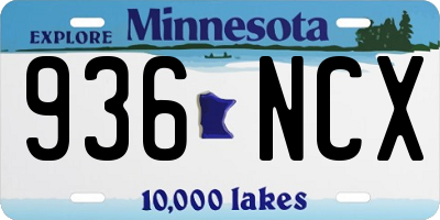 MN license plate 936NCX