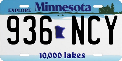 MN license plate 936NCY