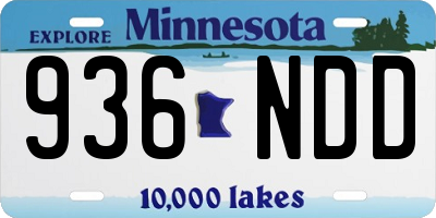 MN license plate 936NDD