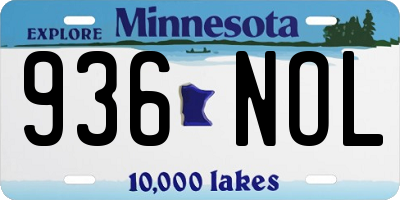 MN license plate 936NOL