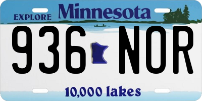 MN license plate 936NOR