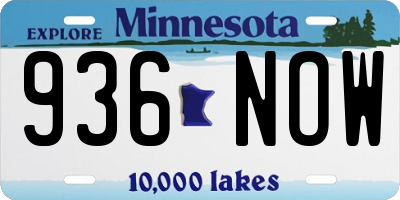 MN license plate 936NOW