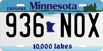 MN license plate 936NOX