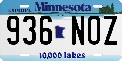 MN license plate 936NOZ