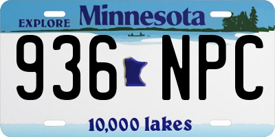 MN license plate 936NPC
