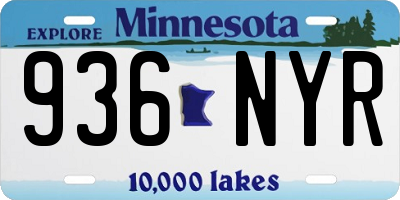 MN license plate 936NYR